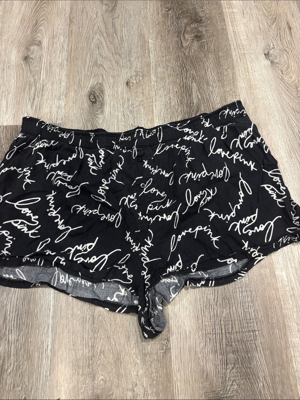 PINK Victoria's Secret Black Shorts with White Script